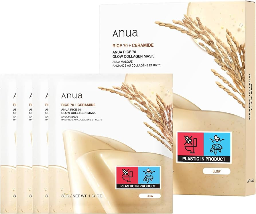 Anua Rice 70 Glow Collagen Mask, Overnight Face Mask for Glass Skin, Ceramide, Collagen Facial Ma... | Amazon (UK)