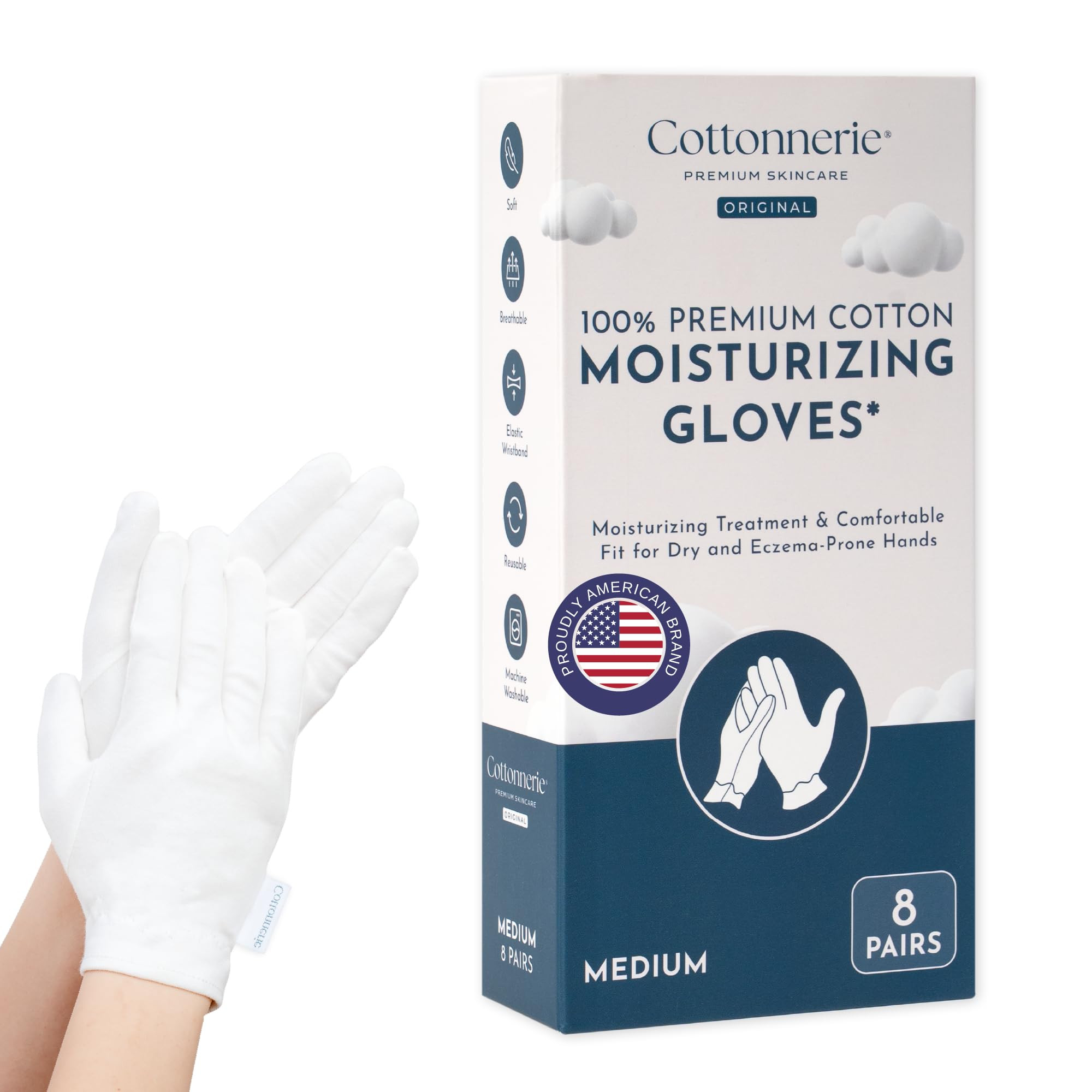 8 Pairs Cottonnerie Original Cotton Gloves for Dry Hands Sleeping, Moisturizing Gloves Overnight,... | Amazon (US)