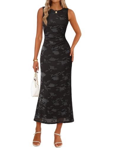 MEROKEETY Women's Summer Sleeveless Floral Bodycon Dress 2026 Spring Mesh Wedding Guest Cocktail ... | Amazon (US)