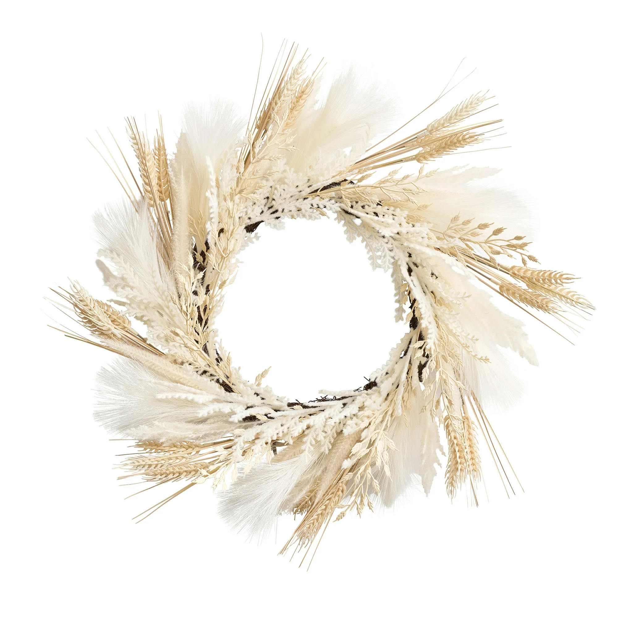 Better Homes & Gardens Artifcial 18'' Diameter Pampas Wreath, White Color, Polyester | Walmart (US)