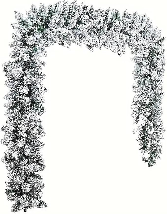 9 FT Christmas Snow Flocked Garland for Mantle Artificial White Flocked Christmas Garland Wreath ... | Amazon (US)