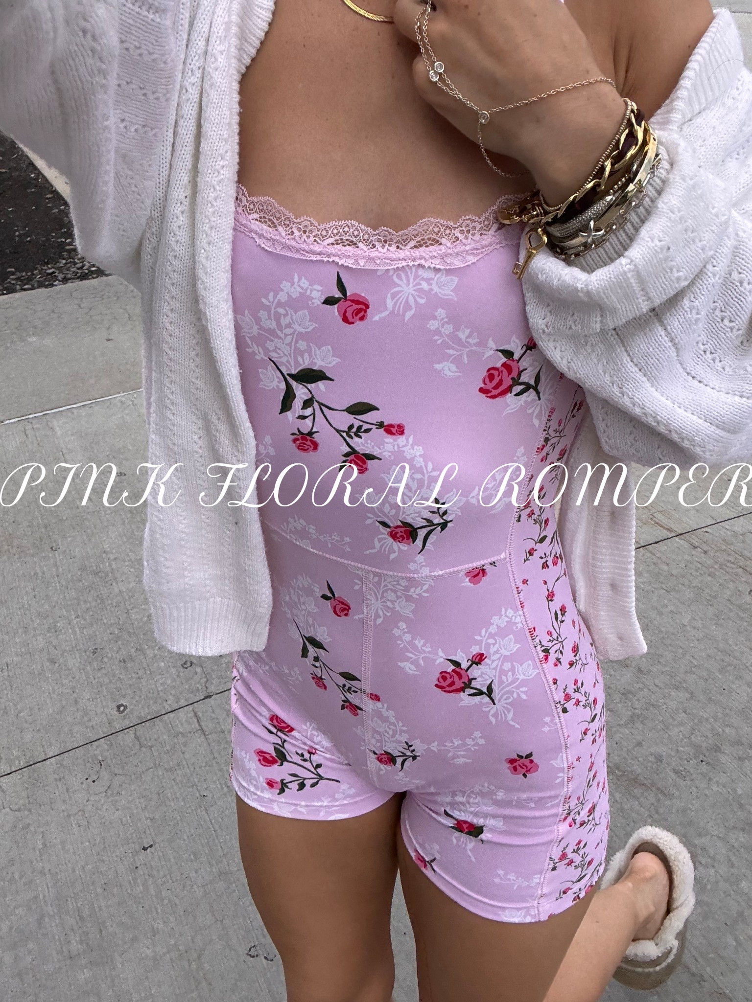 Pink floral romper ✨💕 
#cute #pink #girly #workooutset #romper 

#LTKxVICI #LTKSeasonal #LTKWorkwear