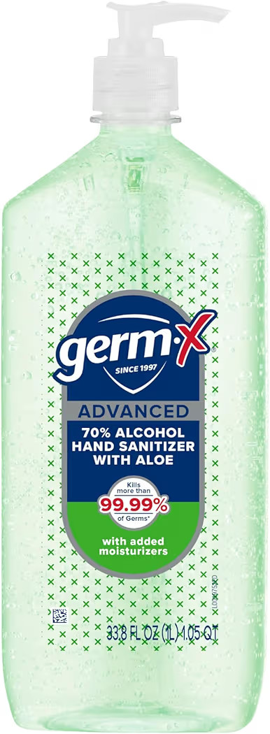 Germ-X Advanced Hand Sanitizer with Aloe and Vitamin E, 1 Liter, Less Drying Moisturizing Gel, No... | Amazon (US)