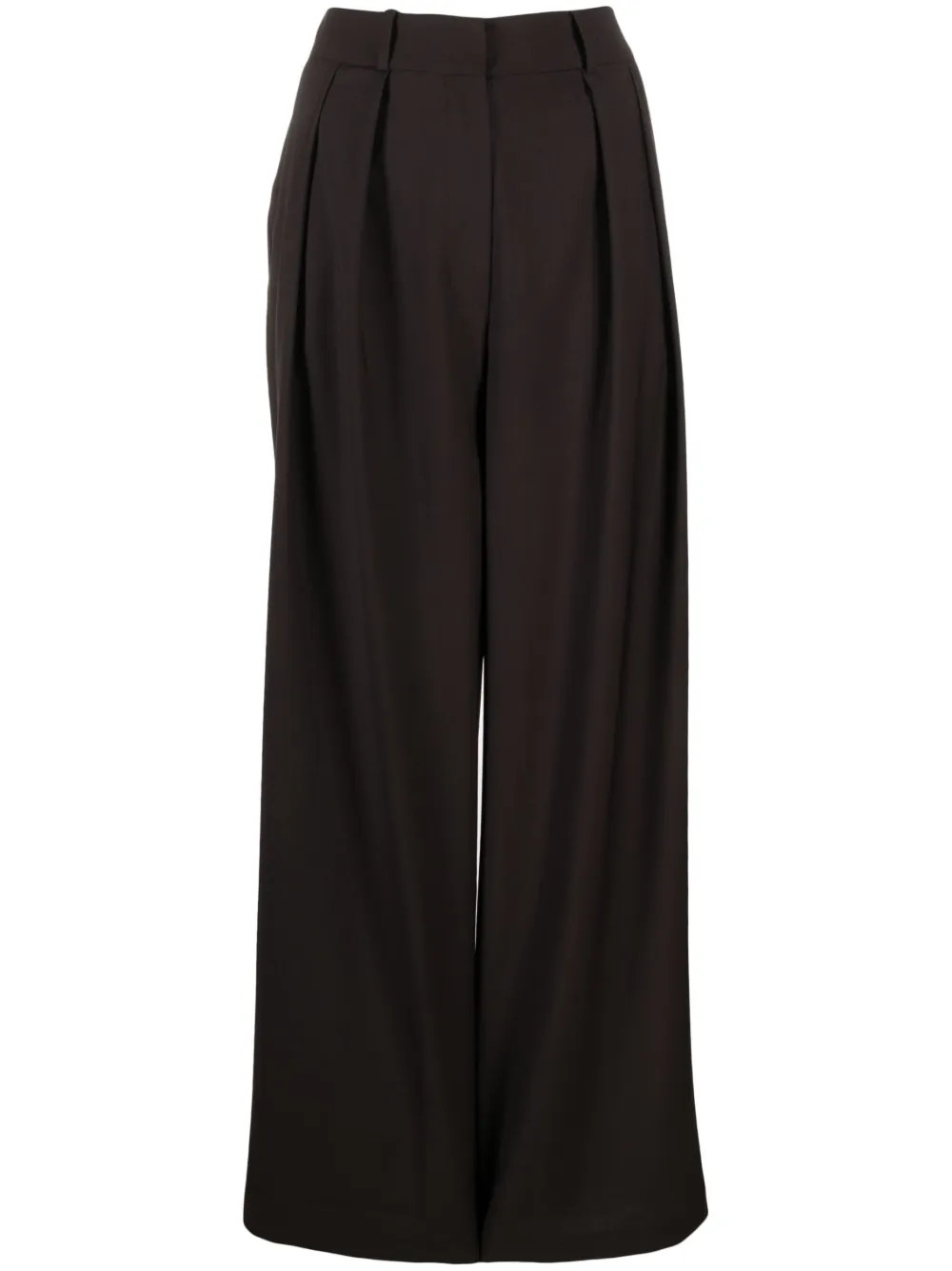 The Frankie Shop Ripley Pleated Tailored Trousers | Brown | FARFETCH | Farfetch Global