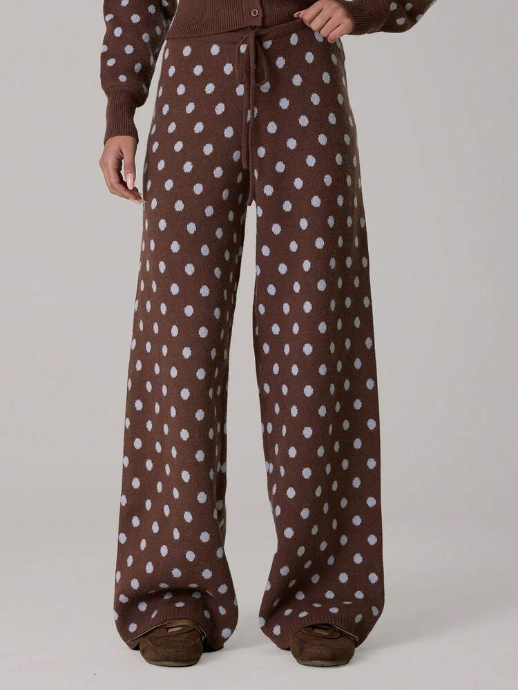 Polka dot low rise drawstring jogger | SHEIN