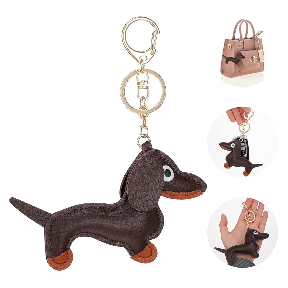 Giantree Leather Dachshund Keychain, Dachshund Keychain Bag Pendant Key Chain Cute Puppy Dog Char... | Amazon (US)