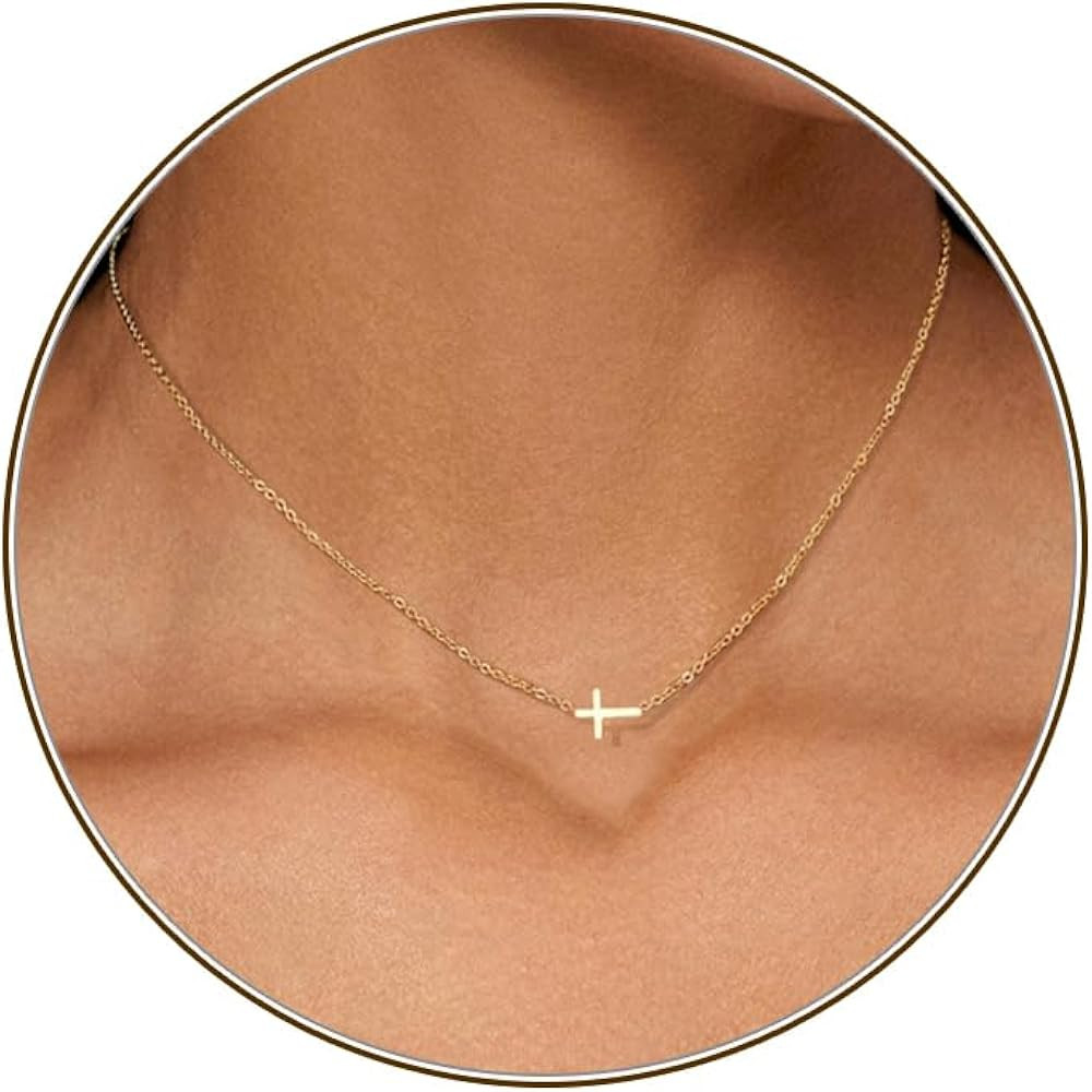 HERIER Cross Necklace for Women, Dainty 18K Gold Plated/Sterling Silver Small Cross Pendant Neckl... | Amazon (US)