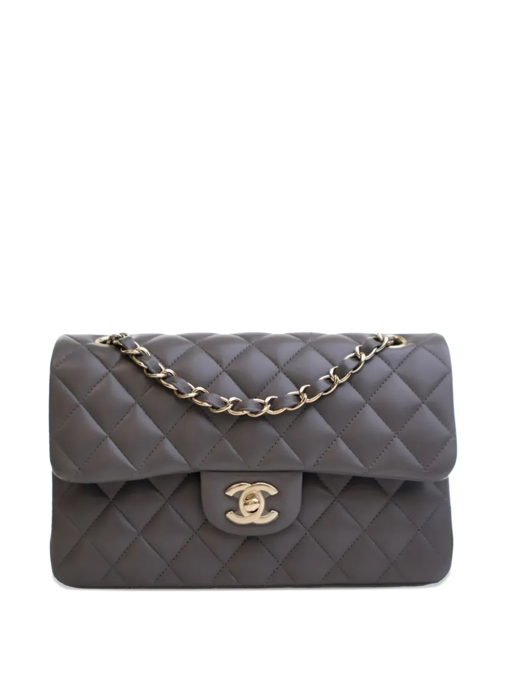 CHANEL Pre-Owned 2021-2025 Small Classic Lambskin Double Flap Shoulder Bag | Grey | FARFETCH | Farfetch Global