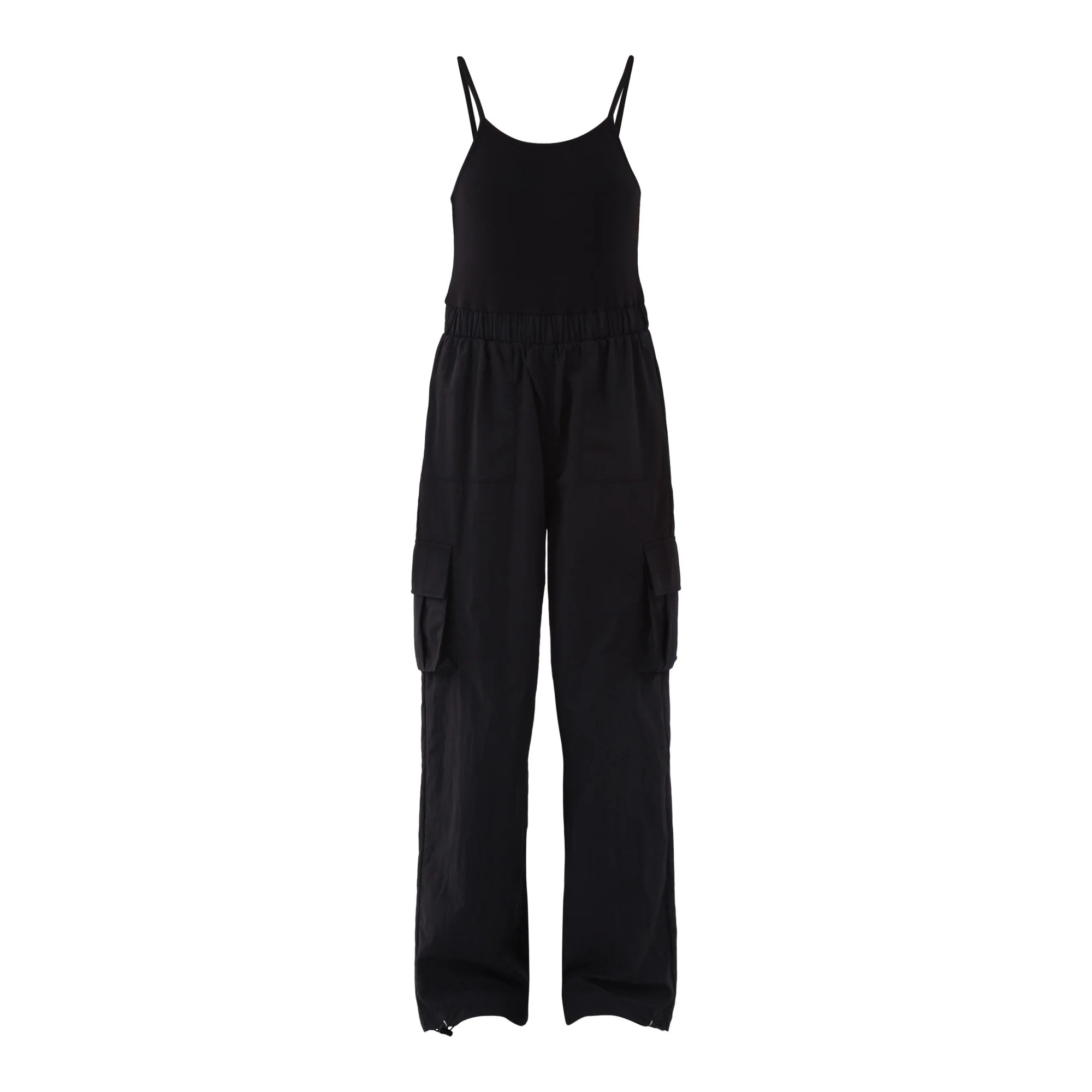 No Boundaries Mix Fabric Cargo Jumpsuit, Women’s | Walmart (US)