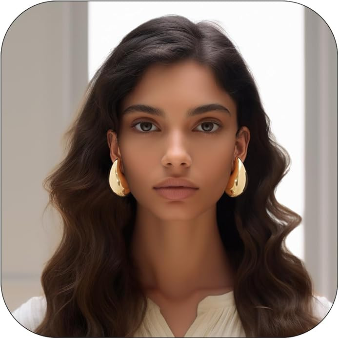 Tear Drop Earring Dupes Extra Large, Trendy Chunky Gold Hoop Earrings For Women Sensitive Ears Hy... | Amazon (US)