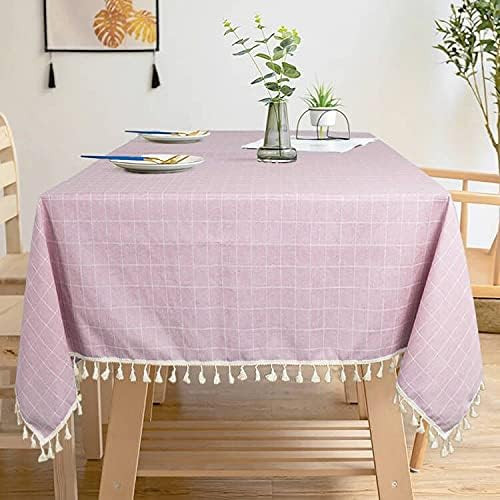 ShinyBeauty Pink & Purple Embroidered Tablecloth 55"x102" - Buffalo Plaid, Cotton, Rectangular, W... | Amazon (US)