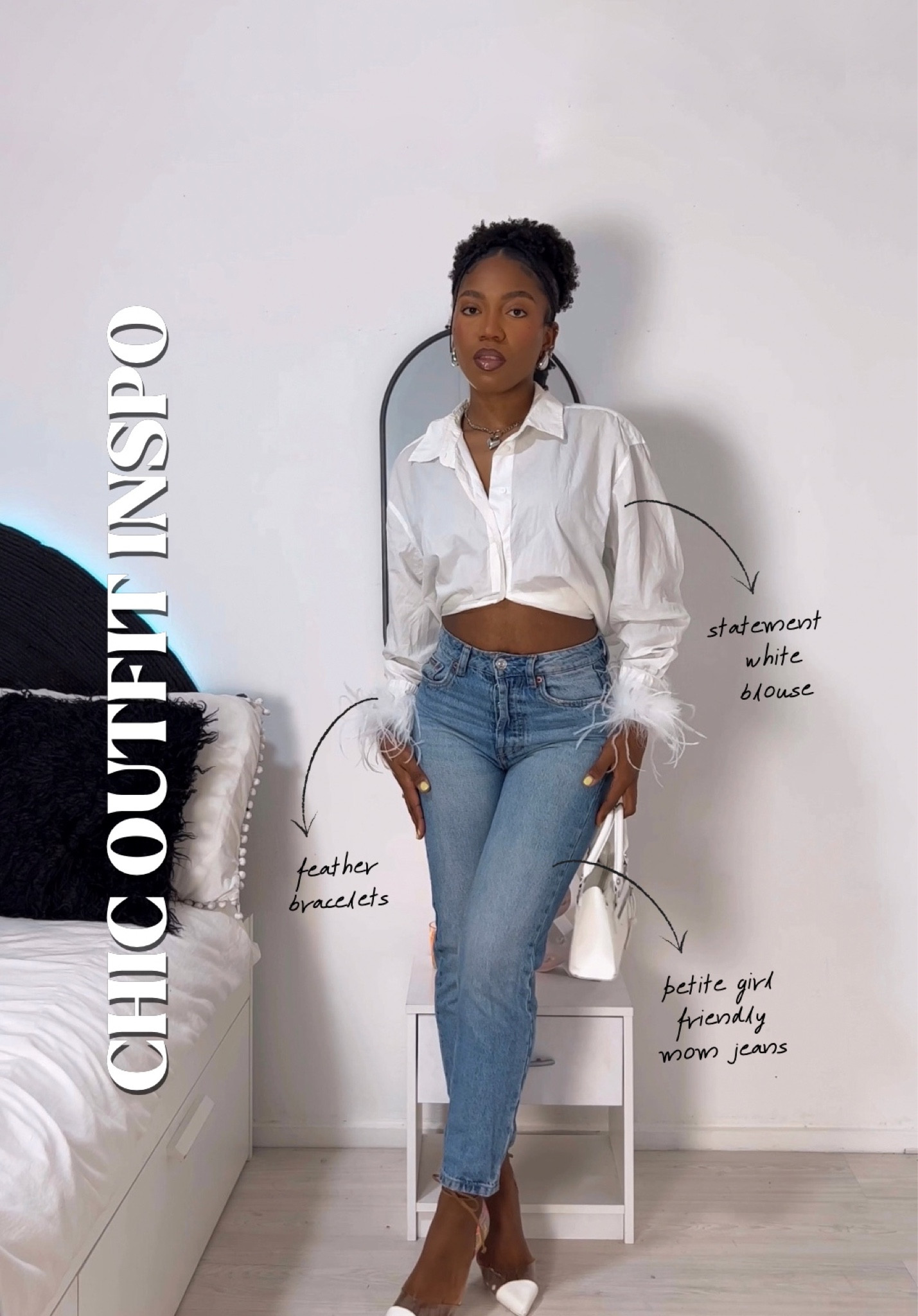 chic outfit inspo. statement wardrobe pieces. statement clothing. light blue mom jeans. stradivarius jeans. jeans. white blouse. feather bracelets. feather fashion. silver accessories. silver chunky earrings. silver necklace. bottega veneta earrings dupe. h&m popeline blouse. white outfit. casual outfit. jeans outfit.

#LTKstyletip #LTKFind #LTKunder50