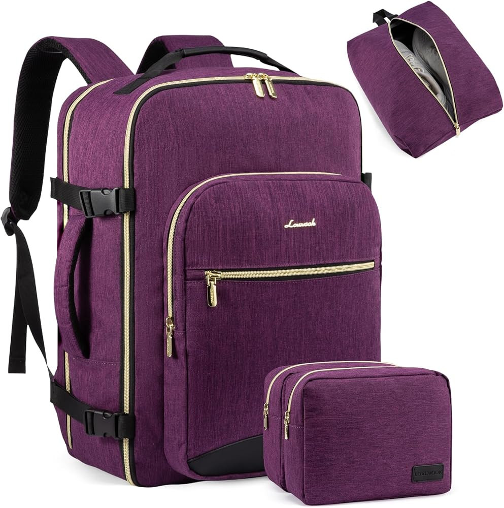 LOVEVOOK Travel Backpack for Women Men as Personal Item Flight Approved, 40L Luggage Carry On Bac... | Amazon (US)