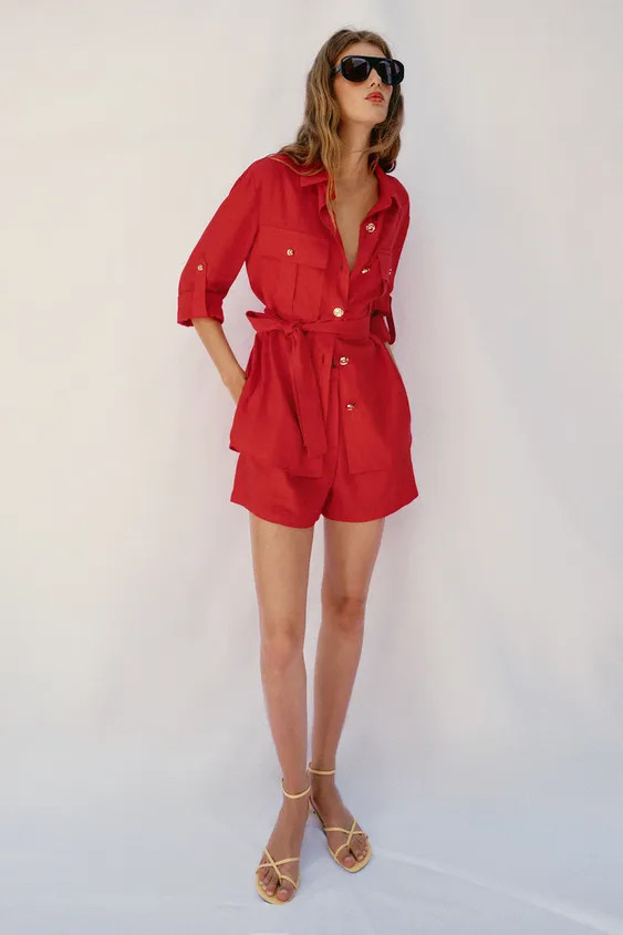 LINEN BELTED SAFARI JACKET | Zara US