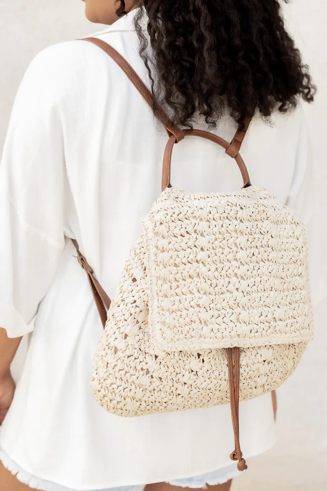 Just The Necessities Raffia Backpack | Pink Lily