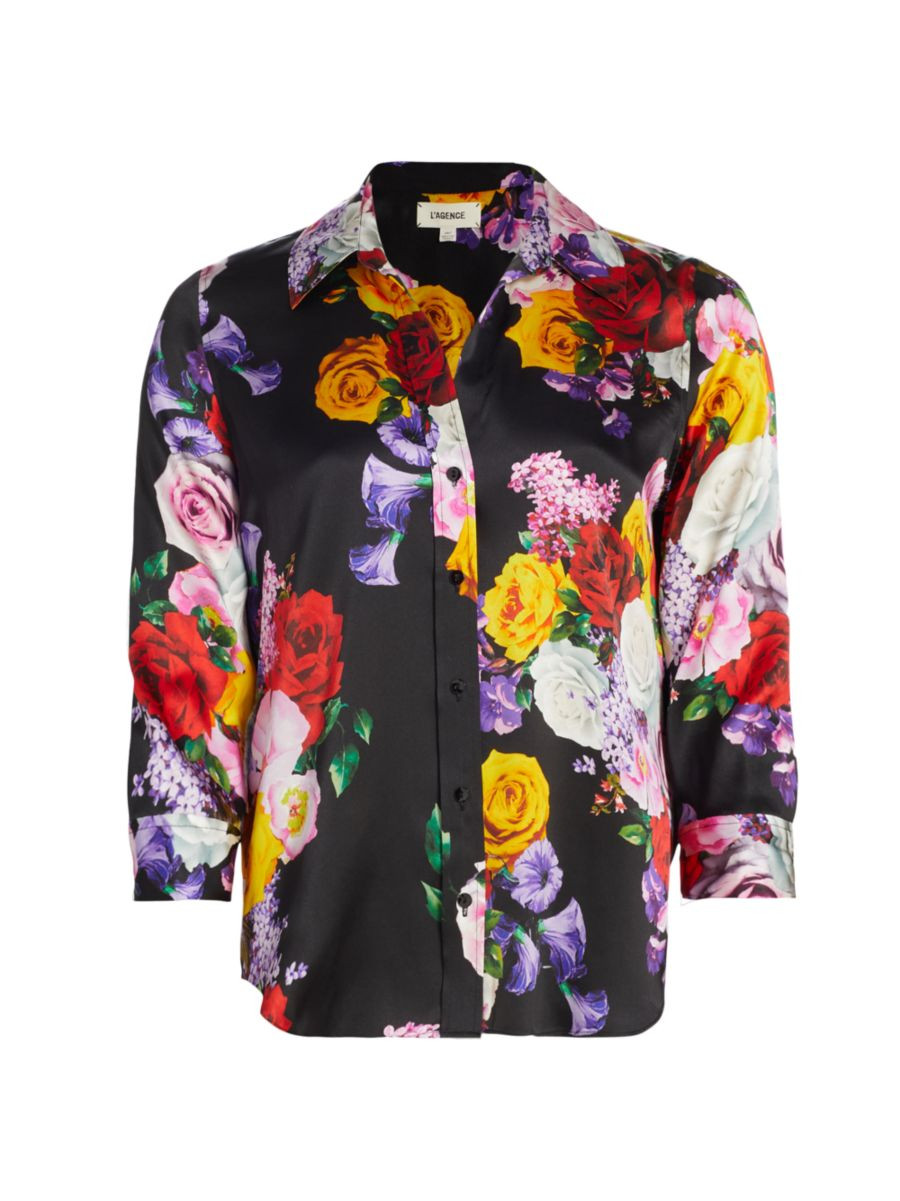 Dani Floral Silk Button-Front Shirt | Saks Fifth Avenue