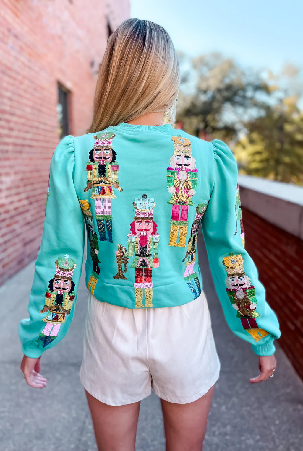 Nutcracker Puff Sleeve Sweatshirt Small | Tucker Brown