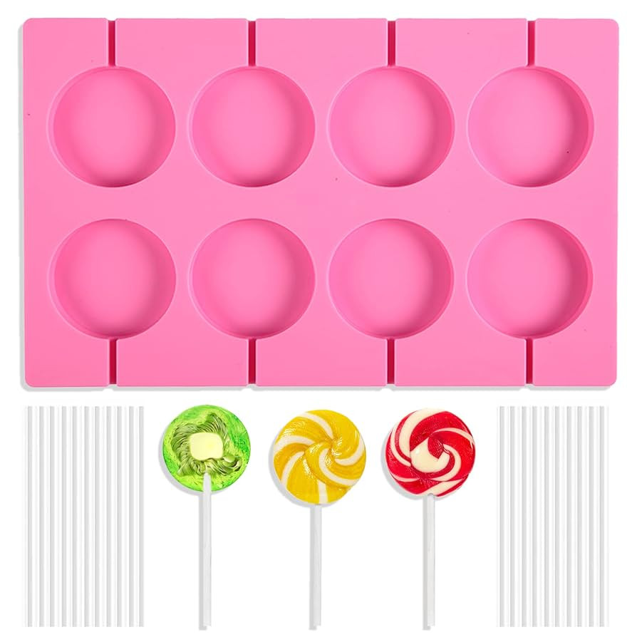 Silicone Lollipop Molds Candy Molds Silicone Sucker Molds Hard Candy Mold & 8 Rounds Nonstick Lol... | Amazon (US)