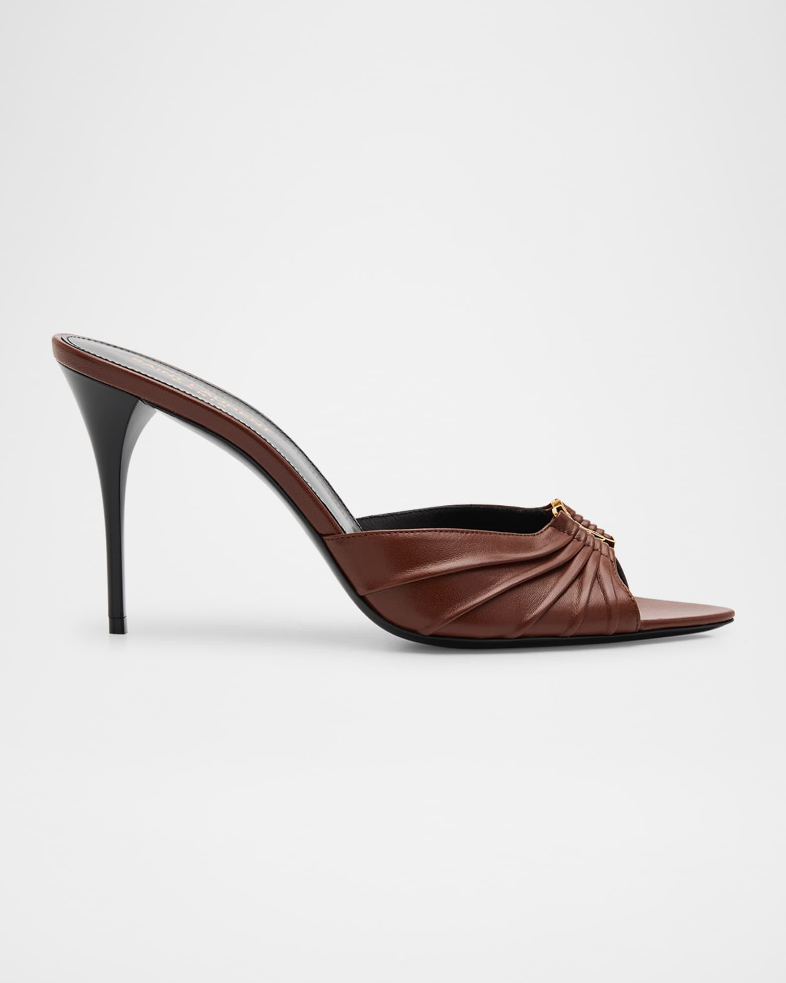Babylone YSL Ruched Leather Mule Sandals | Neiman Marcus