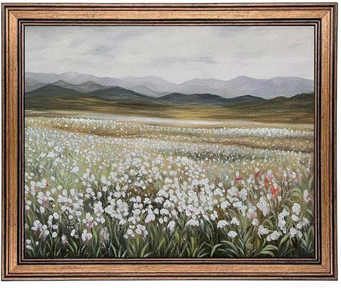 Gold Framed Vintage Wall Art Wildflowers Field Canvas Wall Art Print Kitchen Farmhouse Wall Decor... | Amazon (US)