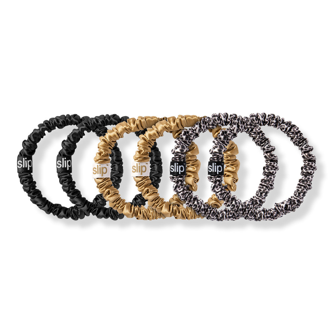 Black, Leopard & Gold Pure Silk Skinny Scrunchies | Ulta