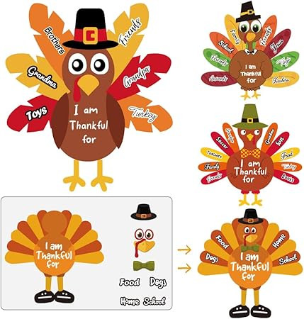 Thanksgiving Crafts for Kids, Make-a-Turkey Crafts Stickers for Kids, Thanksgiving Games Activiti... | Amazon (US)