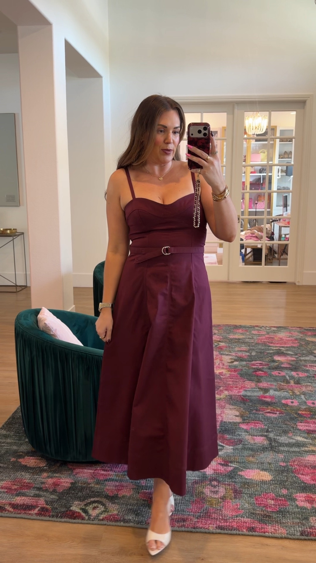 curvy midsize fall look for going out! wearing size medium in burgundy twill midi dress 🍷 my scarf is Dior, but i linked similar! @Hill House Home

#LTKSeasonal #LTKMidsize