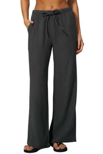 QINSEN Women's Wrinkle-Free Wide Leg Palazzo Pants High Rise Flowy Drape Drawstring Elastic Waist... | Amazon (US)