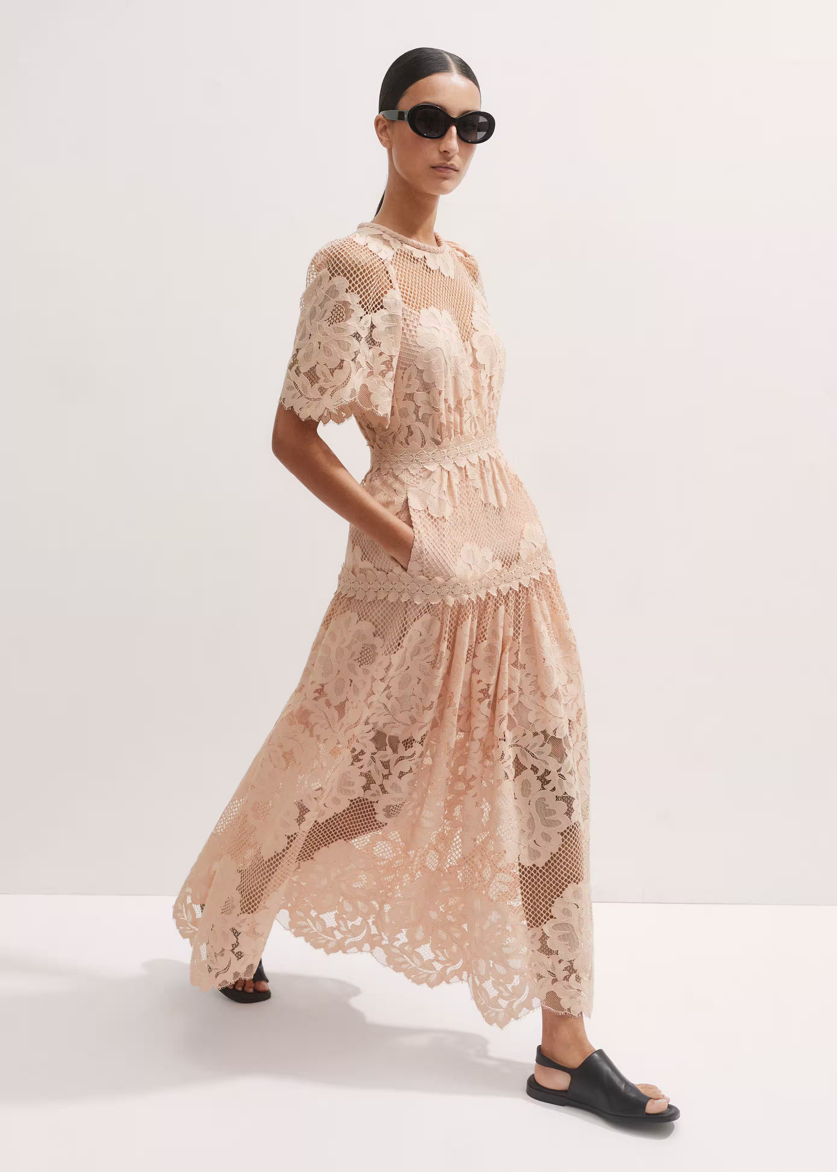 Women's Pink Graphic Floral Lace Maxi Dress | ME+EM | ME+EM Global (Excluding US)