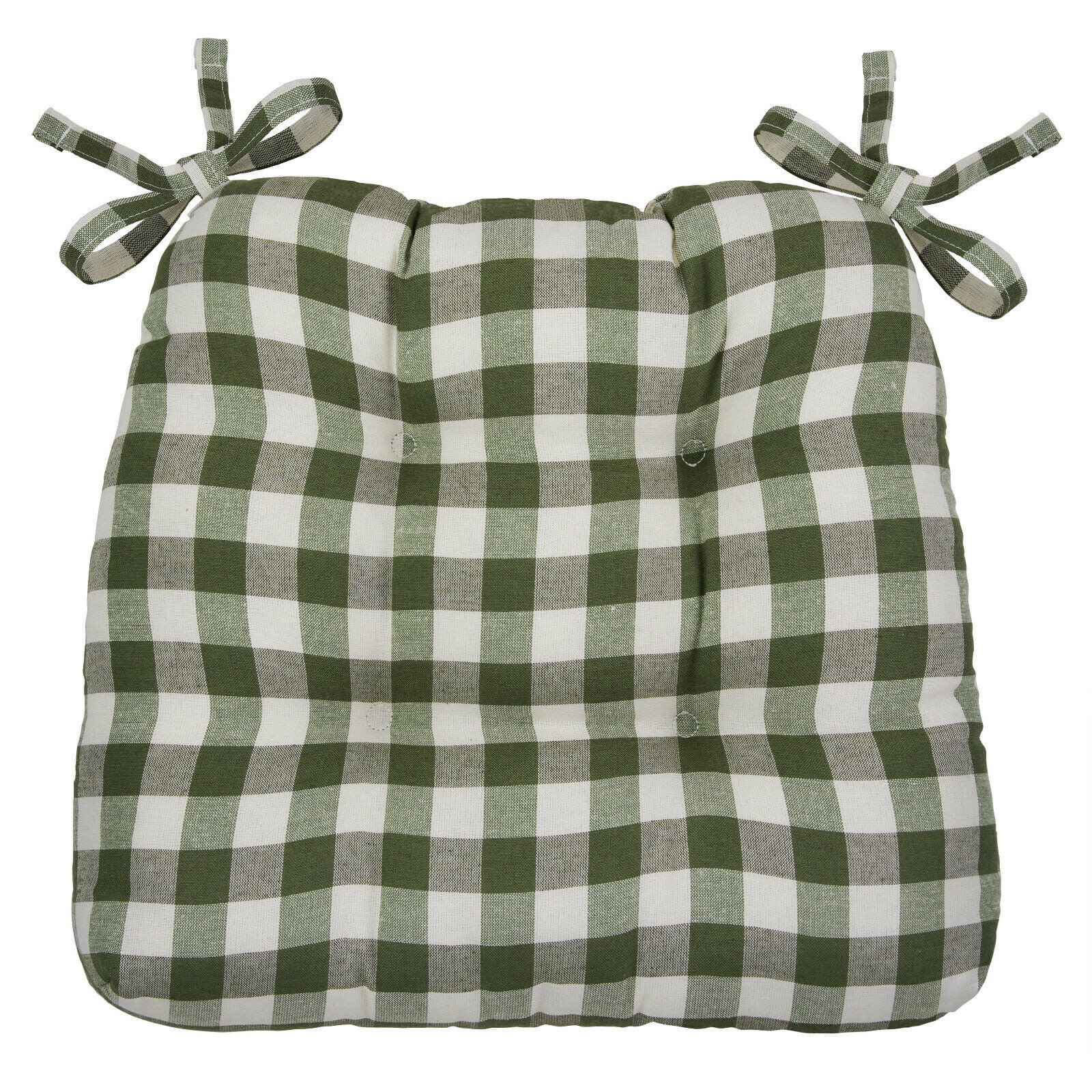 Kate Aurora Country Living Plush Gingham Plaid Checkered Country Farmhouse Chair Cushion/Pad With... | Walmart (US)