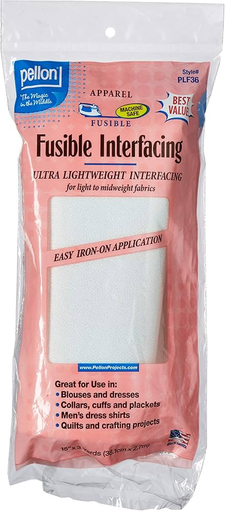 Pellon, White, PLF36 Ultra Lightweight Fusible Interfacing, 15" x 3 Yards Package | Amazon (US)