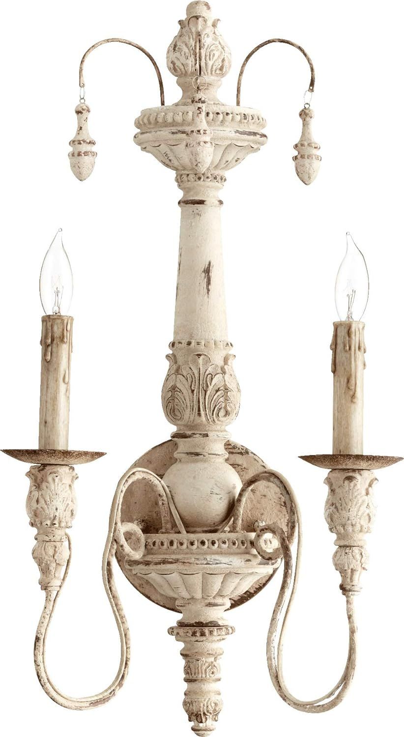 Quorum 5506-2-70 Traditional Two Light Wall Mount from Salento Collection Finish, Persian White | Amazon (US)