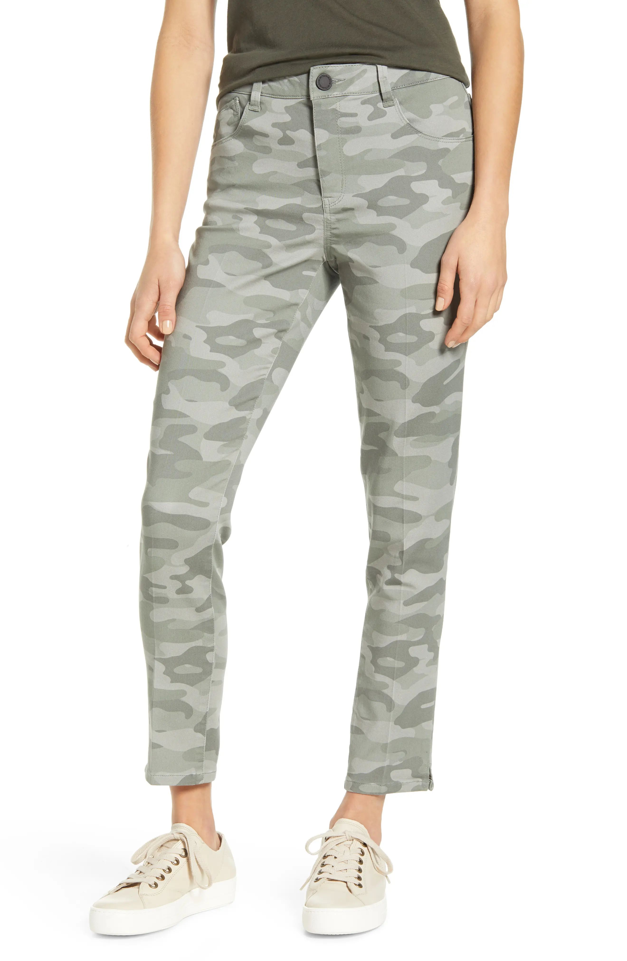 Women's Wit & Wisdom Ab-Solution High Waist Camo Ankle Pants, Size 10 - Green (Regular & Petite) (No | Nordstrom