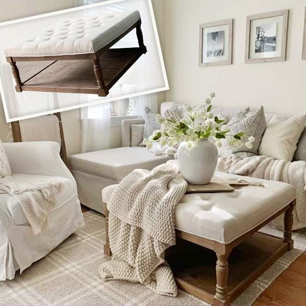 OVERSIZED WOODEN TUFTED OTTOMAN | Decor Steals