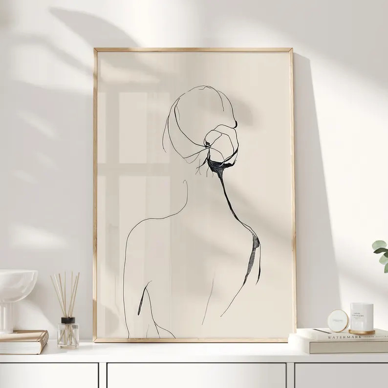 Minimal Line Art Woman Print, Abstract Female Figure Wall Art, Modern Neutral Sketch Artwork for ... | Etsy (US)