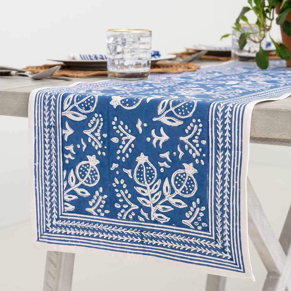 Pomegranate Blue Table Runner | Pomegranate