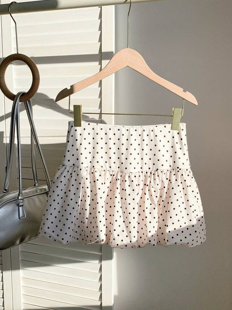 Comfortcana Women's Polka Dot Print Simple Daily Wear A-Line Skirt Valentine's Day | SHEIN