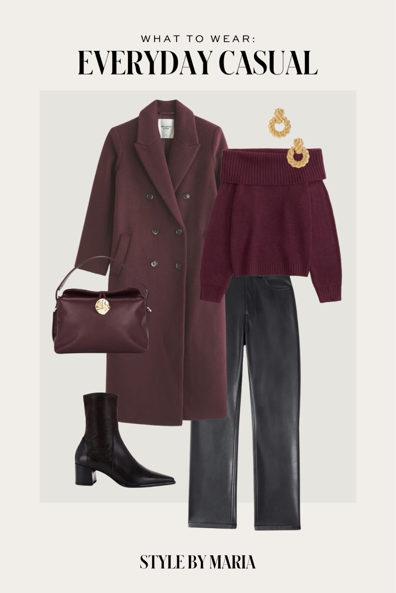 Fall outfit ideas
Abercrombie burgundy coat
Abercrombie burgundy off the shoulder sweater
Abercrombie faux leather pants on sale
Revolve black booties
Revolve burgundy handbag

#LTKFindsUnder100 #LTKSaleAlert #LTKSeasonal