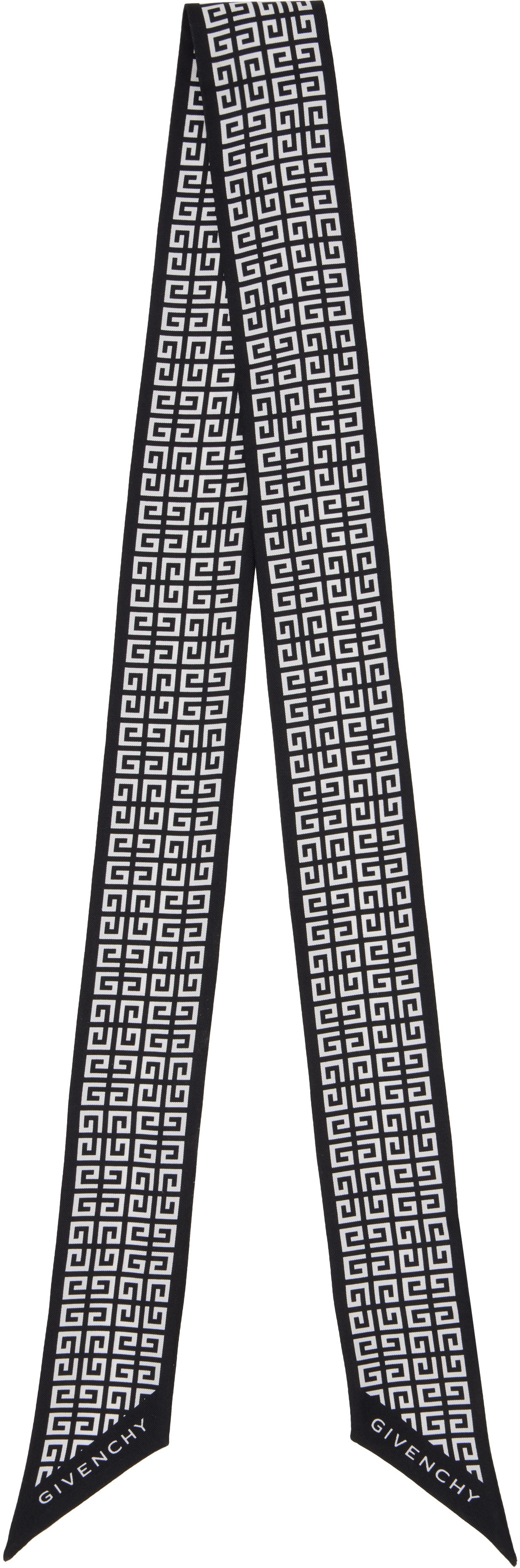 Givenchy Black & White 4G Bandeau Silk Scarf | SSENSE