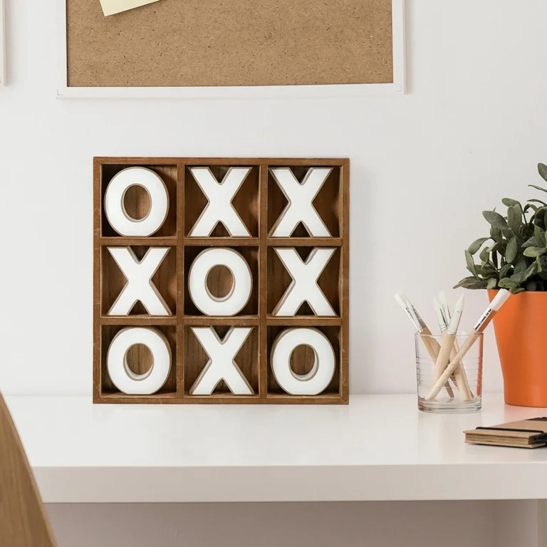 Wood Tic Tac Toe Game Board Tabletop Decor (11.8" x 11.8") - 11.8" x 11.8" | Walmart (US)