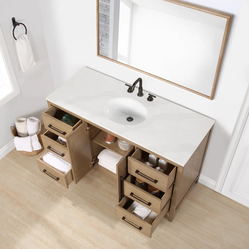 Alsup 54'' Single Bathroom Vanity with Quartz Top | Wayfair North America