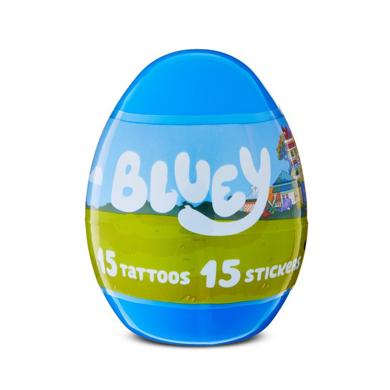Bluey Sticker and Tattoo Filled Plastic Easter Egg, Blue, 2 Piece, Basket Stuffer, Egg Hunt | Walmart (US)