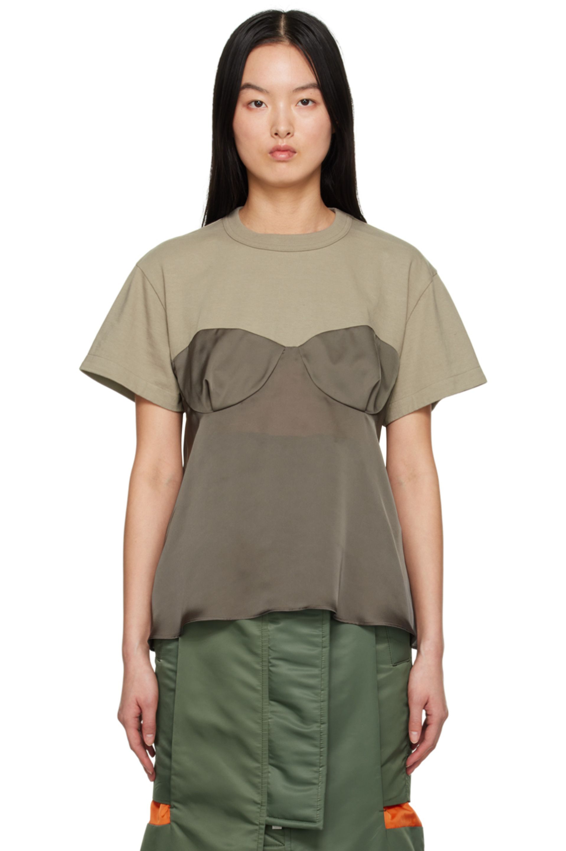 Khaki Paneled T-Shirt | SSENSE