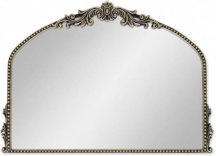 Arched Wall Mirror, 36\u00d724 Inch Baroque Bronze Frame with Beaded Border | Amazon (US)