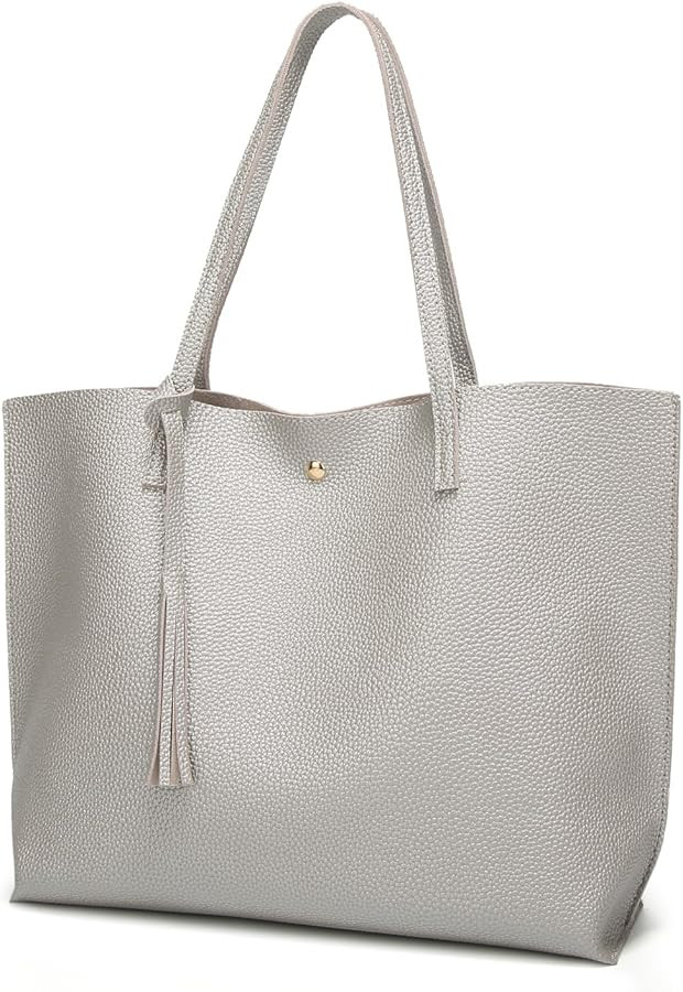 Dreubea Women's Soft Faux Leather Tote Shoulder Bag from, Big Capacity Tassel Handbag | Amazon (US)