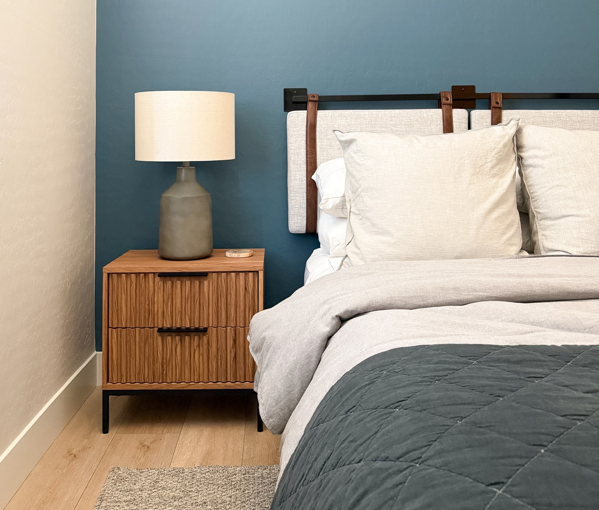 Relaxed Modern Bedroom Vibes 🤍
This space is all about cozy comfort with a modern edge. I layered soft neutrals with warm wood tones, added a sculptural ceramic lamp, and grounded the room with a bold accent wall for contrast. Every piece is thoughtfully chosen — from the fluted nightstand to the leather-accented headboard — and it all comes together effortlessly.

💫 Linked everything for you on my LTK!
#LTKHome #LTKBedroom #DressYourSpaceBySandraMijan #ModernOrganicStyle #NeutralBedroom 

 #LTKHome #LTKSaleAlert #LTKFamily

#LTKKids #LTKHome #LTKFamily