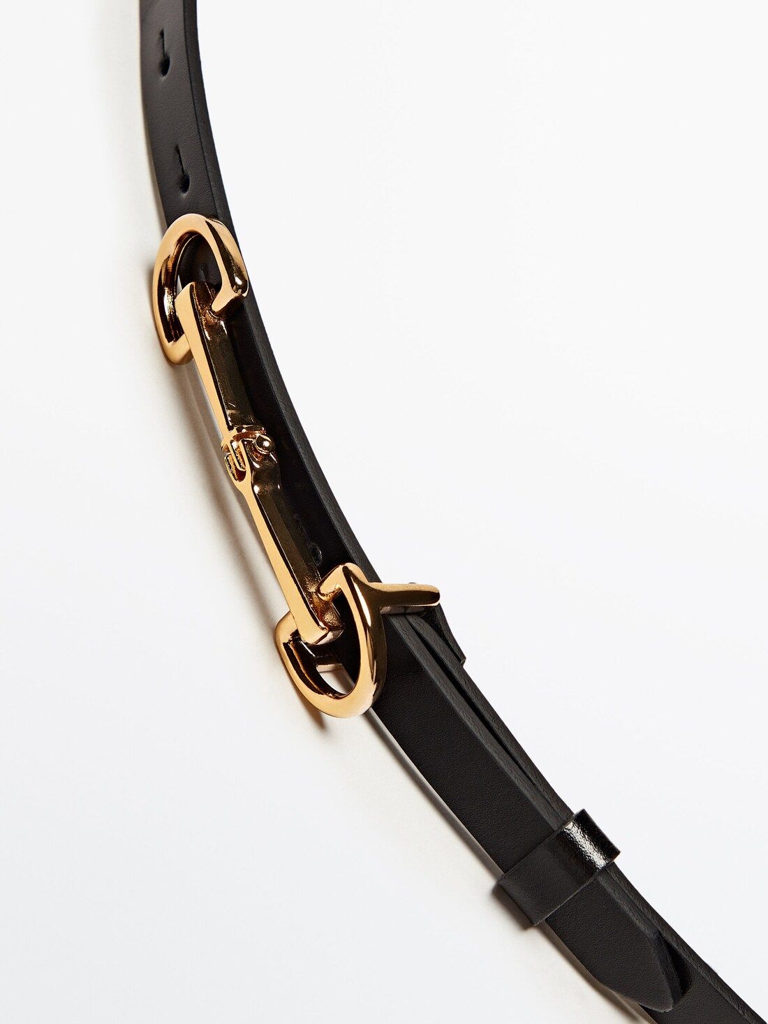 Leather belt with double long buckle | Massimo Dutti UK