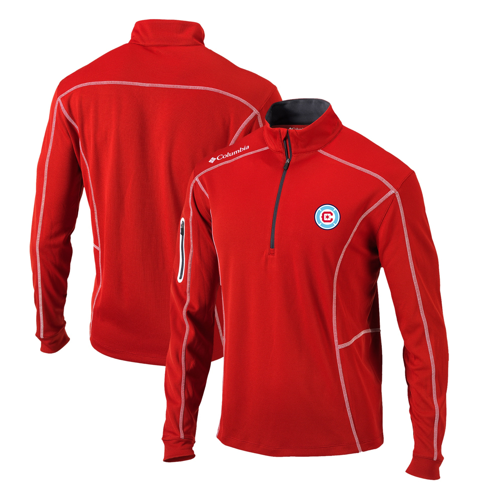 Men's Chicago Fire  Columbia Red Omni-Wick Shotgun Quarter-Zip Pullover Top | MLS Store