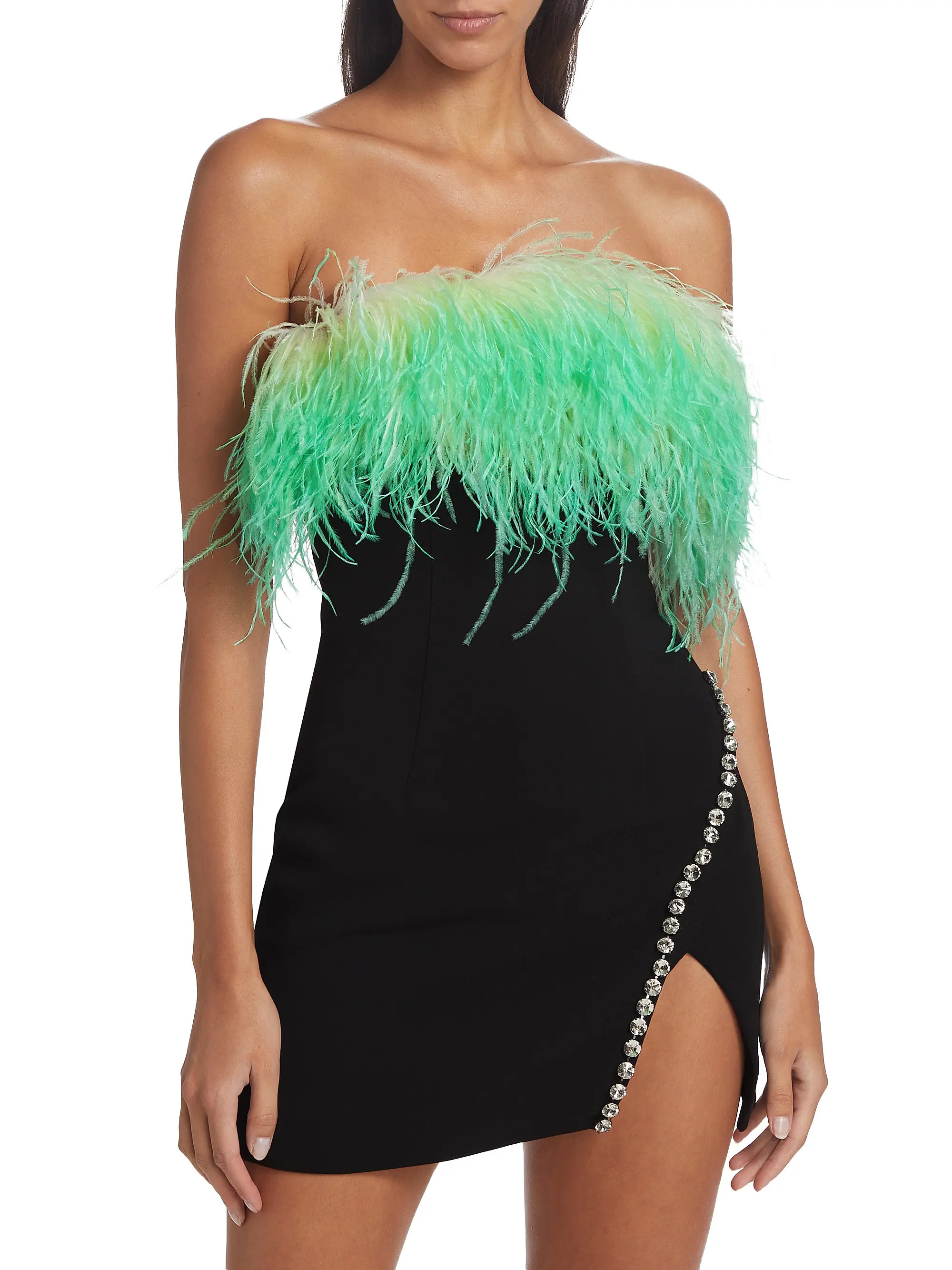 Ombré Feather Diamante Minidress | Saks Fifth Avenue
