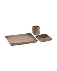 Made In Italy 3pc Recycled Leather Desk Organizer Set | Marshalls